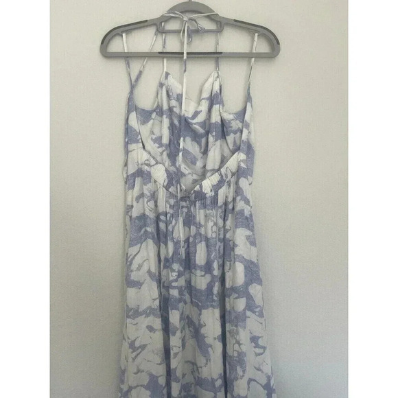 Open Edit Womens Size Large Sundress Marble Print Open Back White and Blue - Picture 9 of 12
